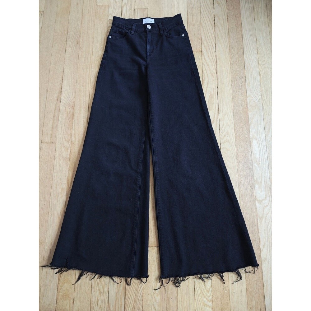 Frame Denim Le Palazzo Slow Days Jean Women's Black 23 Raw Hem